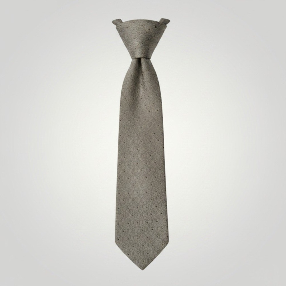 Claude Montana Necktie Vintage Taupe Grey Geometric Diamond Silk Italy Luxury